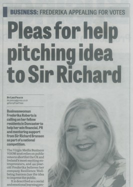 Pleas for help pitching idea to Sir Richard | Doncaster Free Press June 2016 | RWS